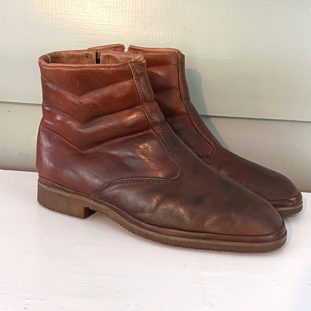 The Florsheim Shoe Beetle Boots‎ Zip Vibram Vintage 8.5 D Chevron Hipster